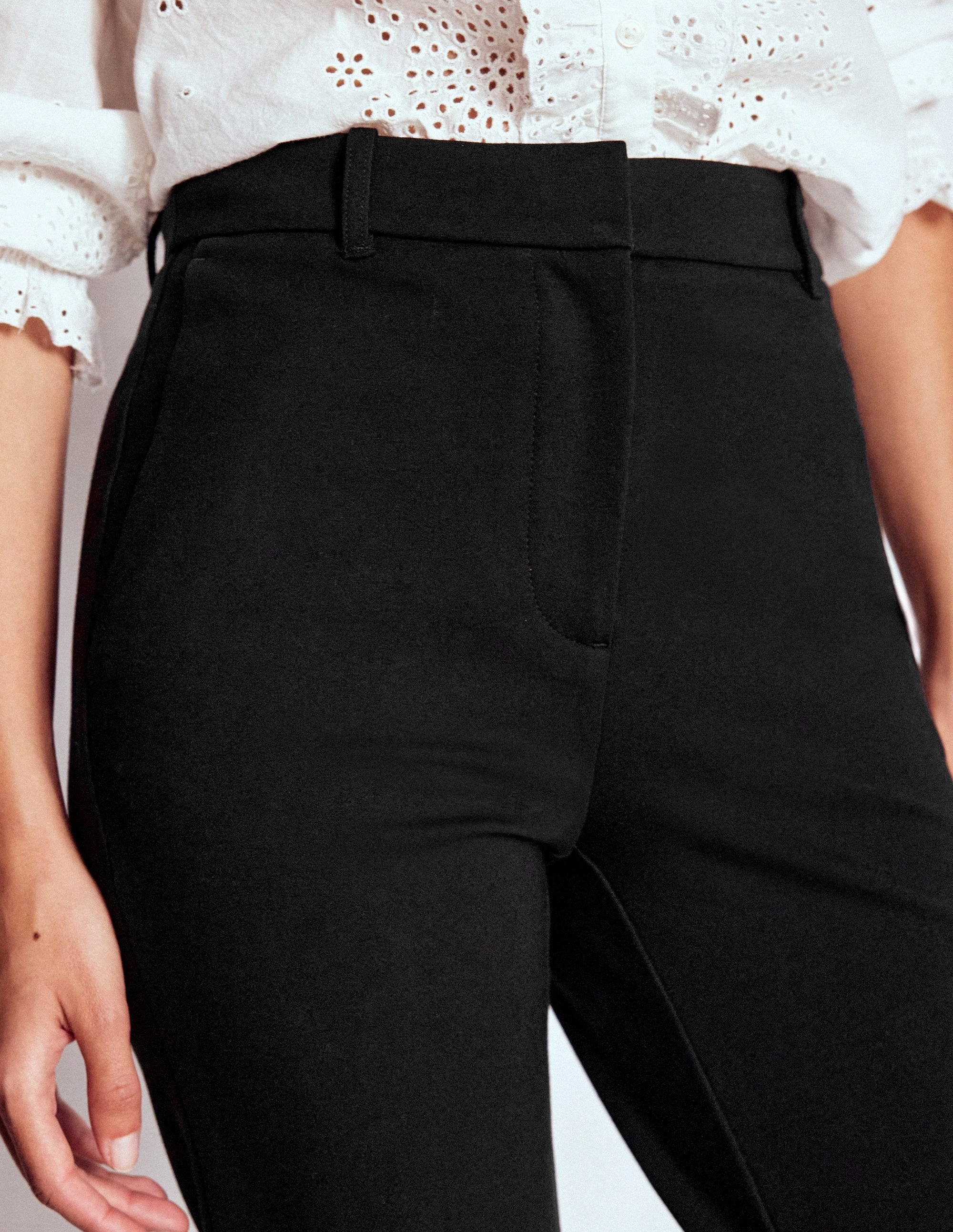 Highgate Ponte Trousers-Black Gusseted Crotch Tight Cut