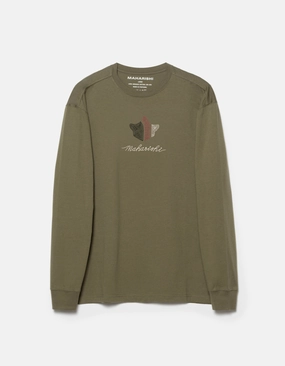 6221 Rice Stich Temple L/S T-Shirt Olive OG-107F ReflectiveTrim No Iron Fabric