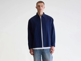 Flip relaxed shirt (252 / M / INDIGO) Hidden Placket Urban Trend