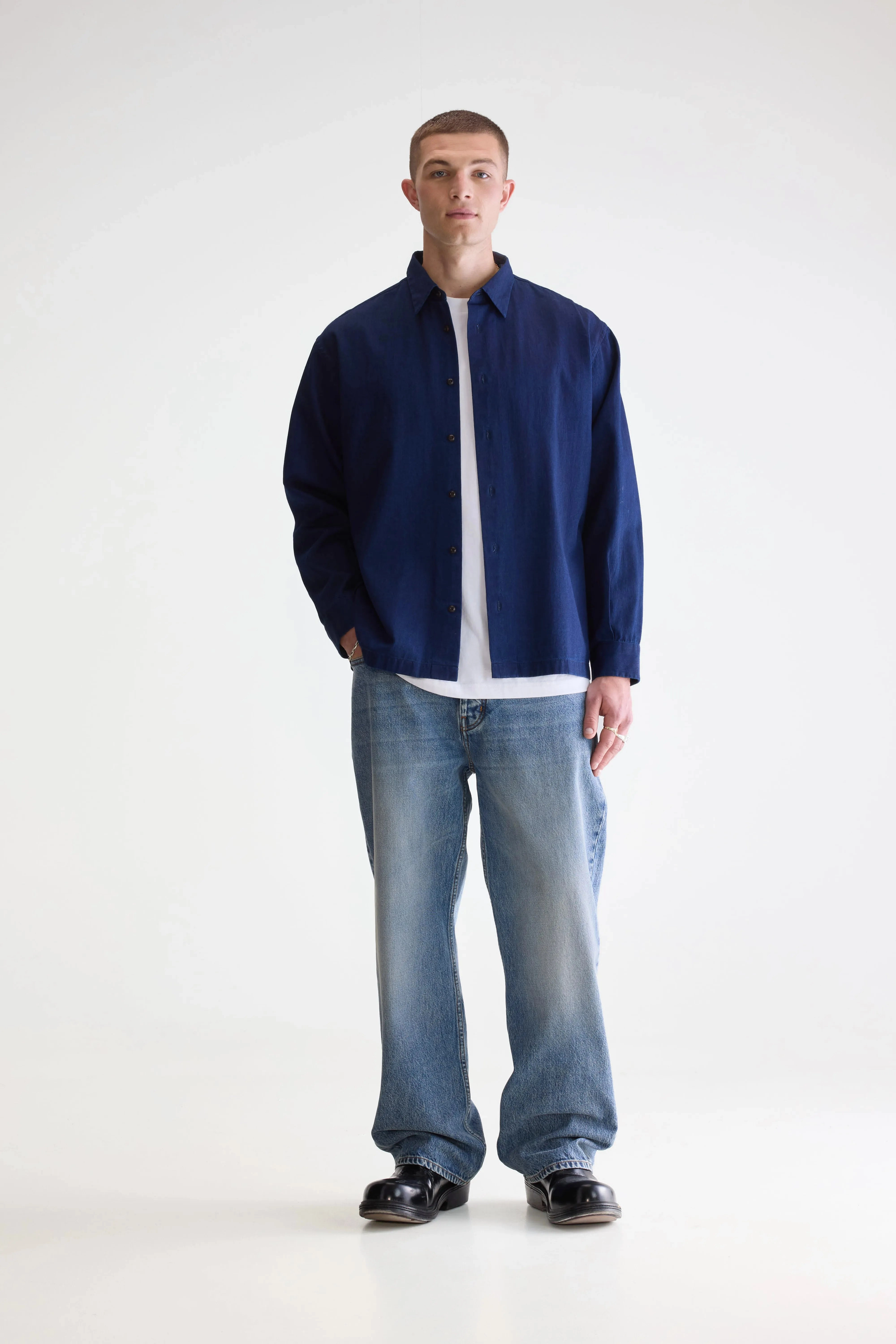 Flip relaxed shirt (252 / M / INDIGO) Unstructured Shoulder Relaxed Style