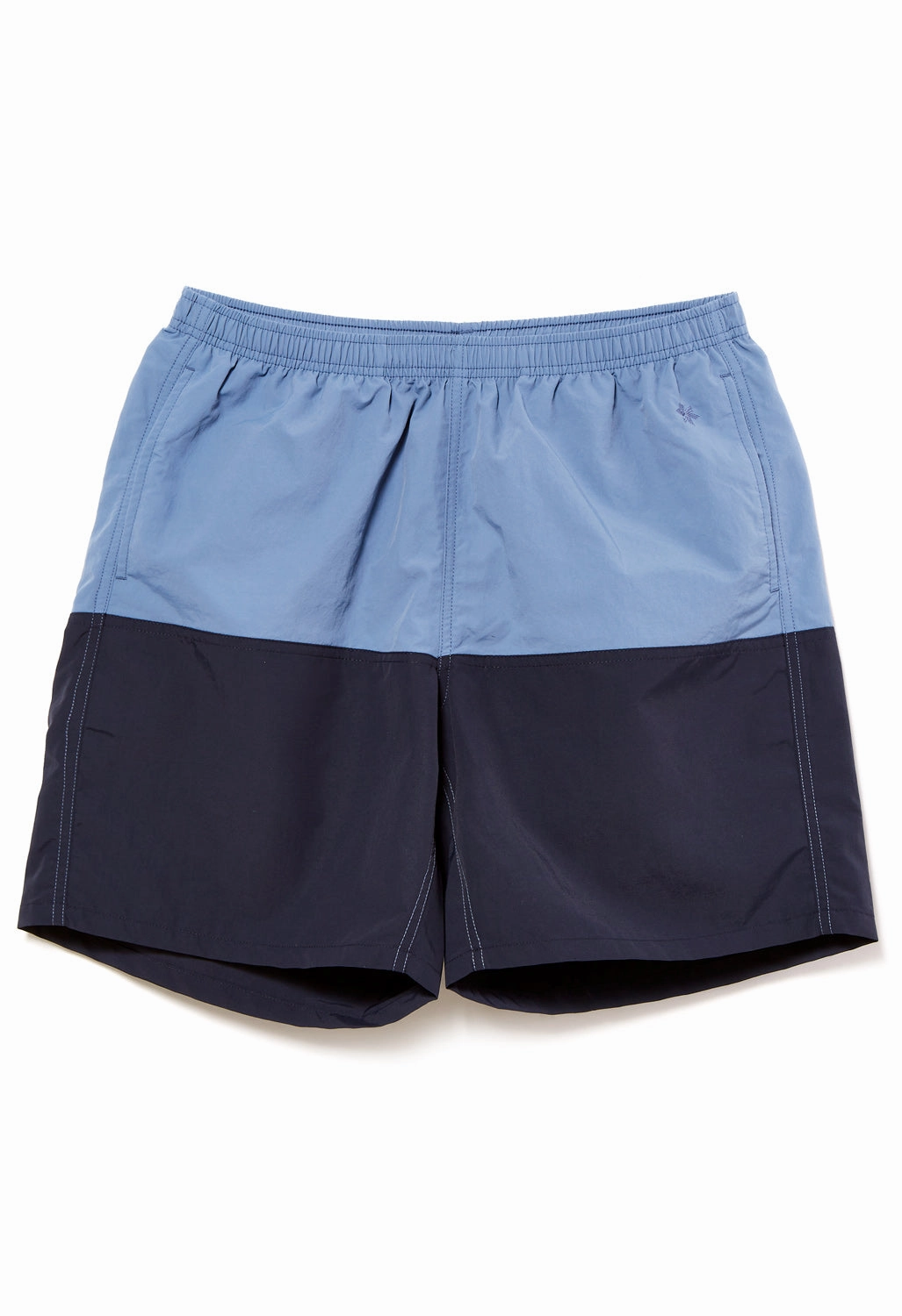 Athletic Comfort Quick Adjust Fit Goldwin Men's Nylon Bicolor Shorts 7" - Horizon Blue/Ink Navy