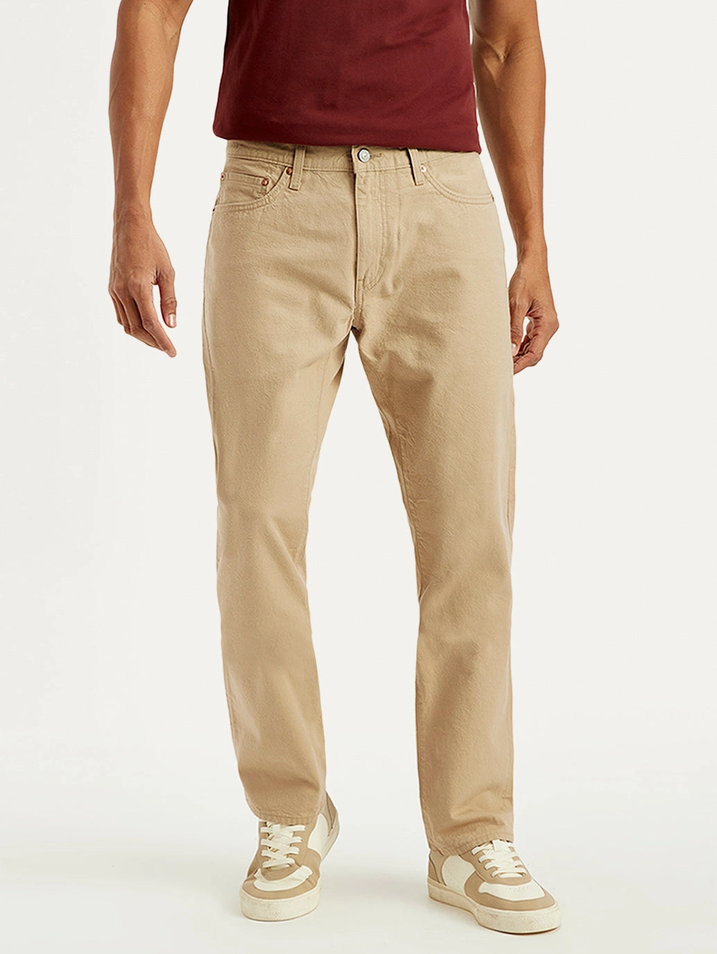 Men's Redloop 541 Beige Athletic Tapered Fit Mid Rise Selvedge Jeans Life Ready Office Wear Weekend Warrior Trend Setter