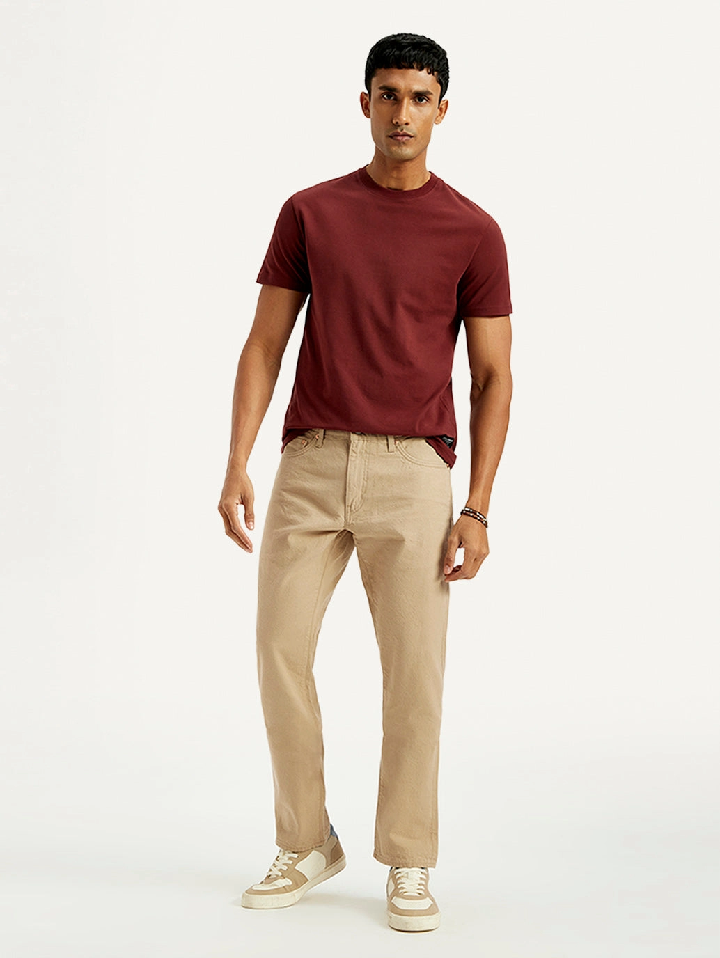 Comfort Fit Design Fast Match Men's Redloop 541 Beige Athletic Tapered Fit Mid Rise Selvedge Jeans