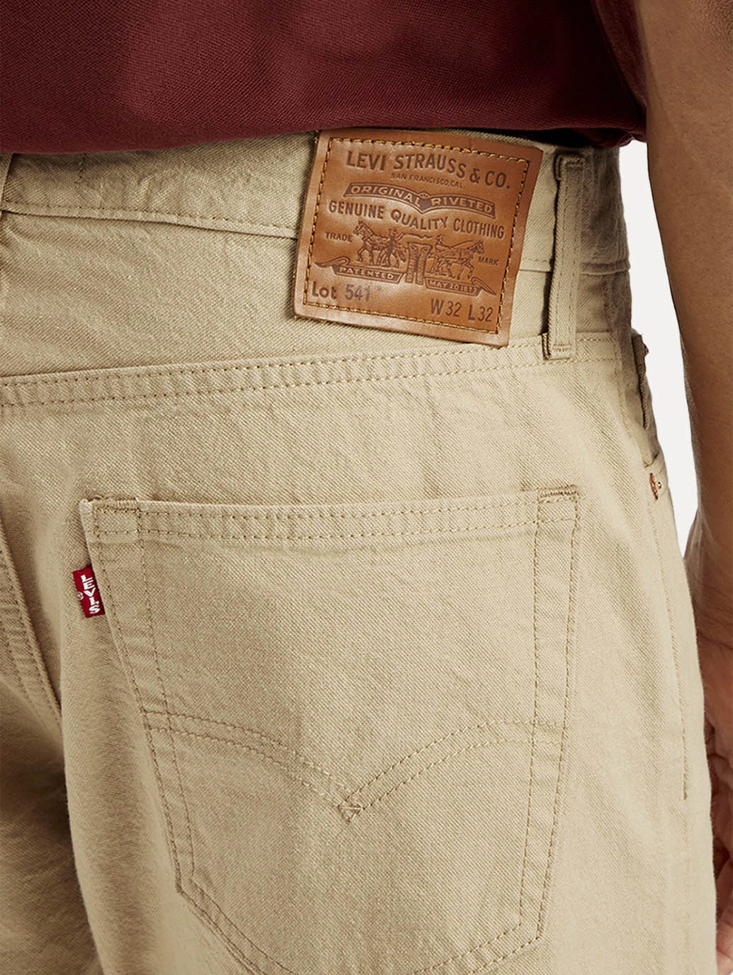 Men's Redloop 541 Beige Athletic Tapered Fit Mid Rise Selvedge Jeans Selvedge Detailing