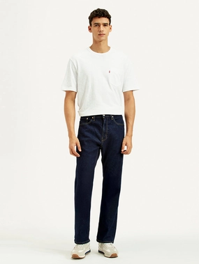 Men's 505 Navy Blue Straight Fit Mid Rise Jeans Smart Tailoring Urban Uniform
