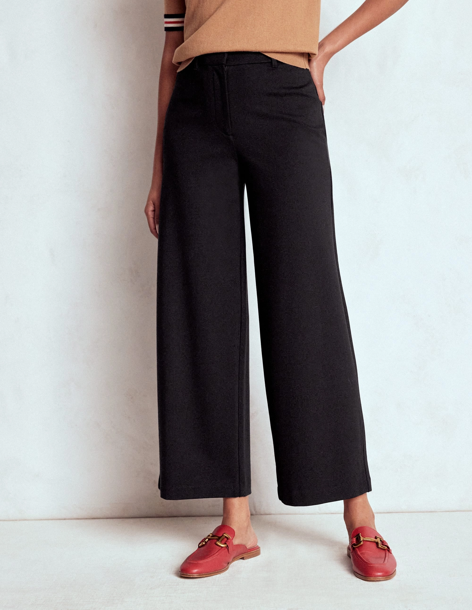 Belgravia Ponte Crop Trousers-BLACK Breathable Wear Fit