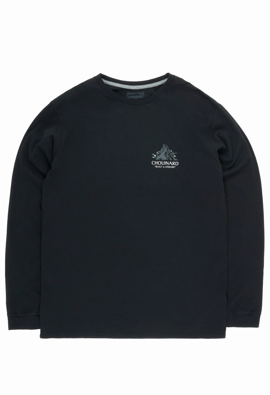Patagonia Men's Long Sleeve Chouinard Crest Responsibili-Tee - Black Sporty Comfort Essential Comfort