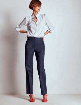 Stretch Waist Lightweight Layer Full Length Canonbury Trousers-Navy