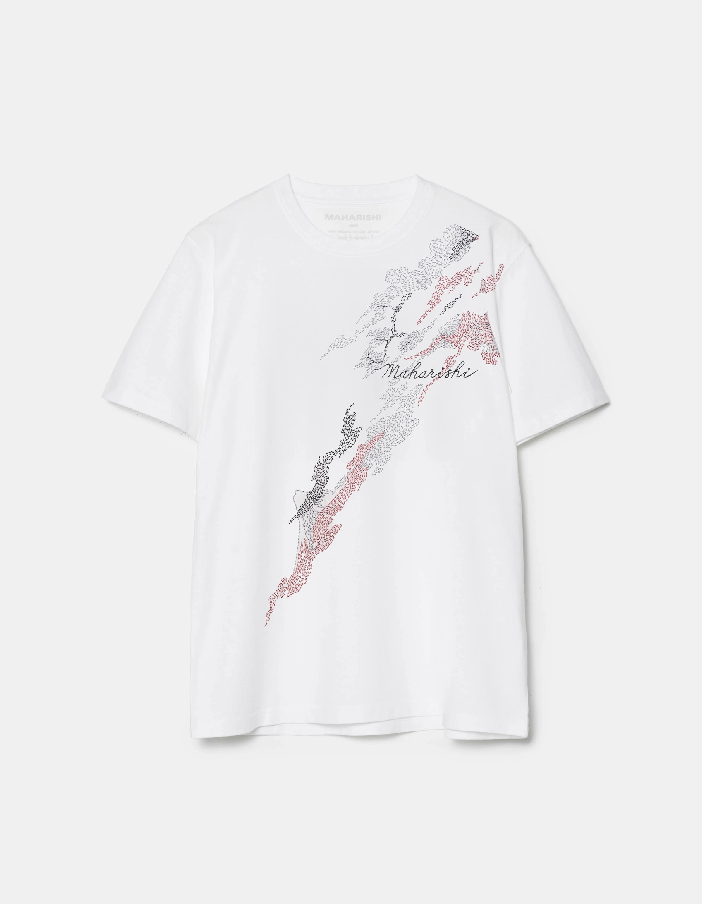 Stretch Knit Material Minimalist Detailing 6217 Sashiko Bonsai S/S T-Shirt White