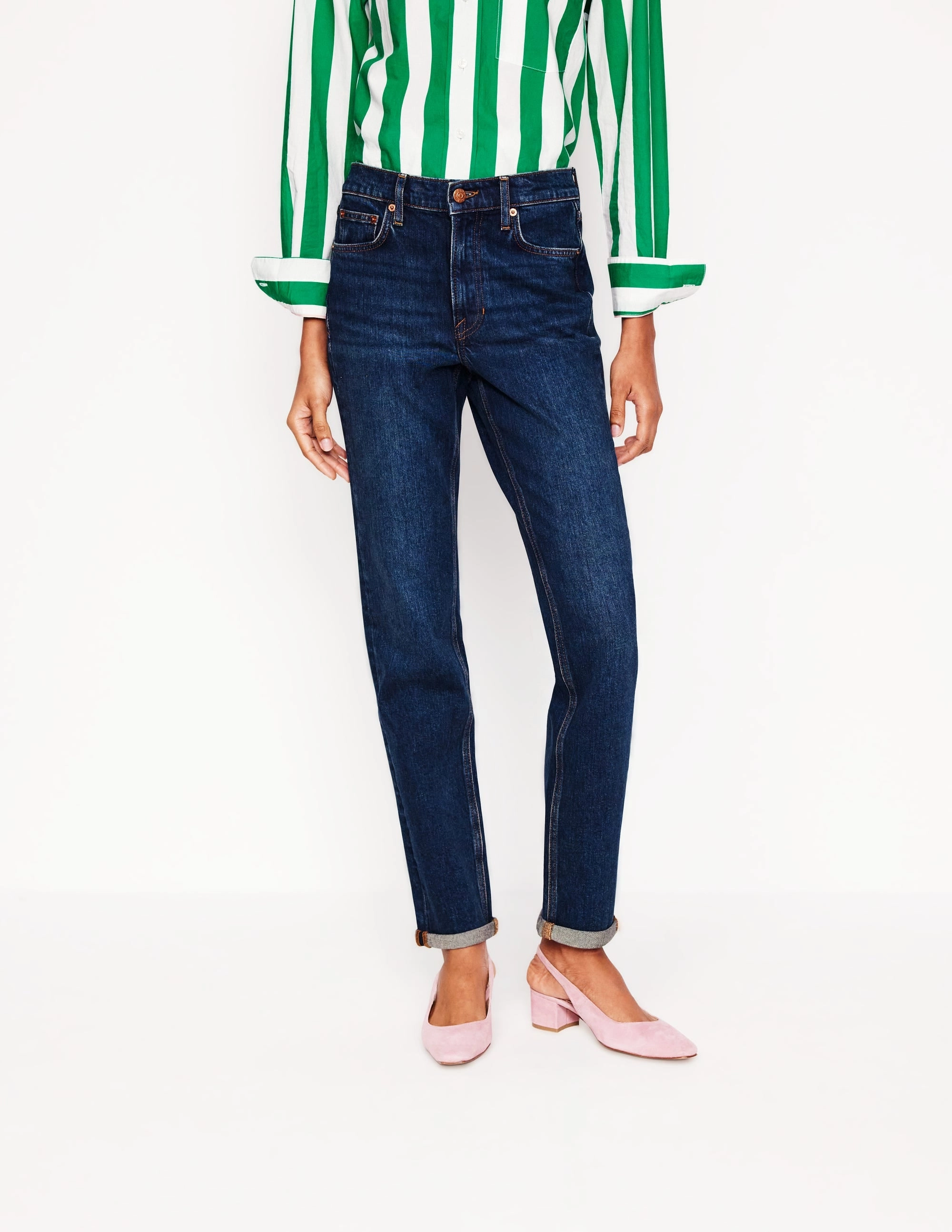Moisture wicking Girlfriend Jeans-Dark Vintage