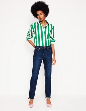 high waisted Girlfriend Jeans-Dark Vintage