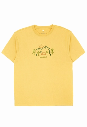 Effortless Layer Comfy Base Montbell Men's Pear Skin Cotton Mountain Morning T-Shirt - Yellow