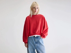 Fancy cropped crewneck sweatshirt (252 / W / SANGUINE) Vacation Style product swimming suitable buoyancy