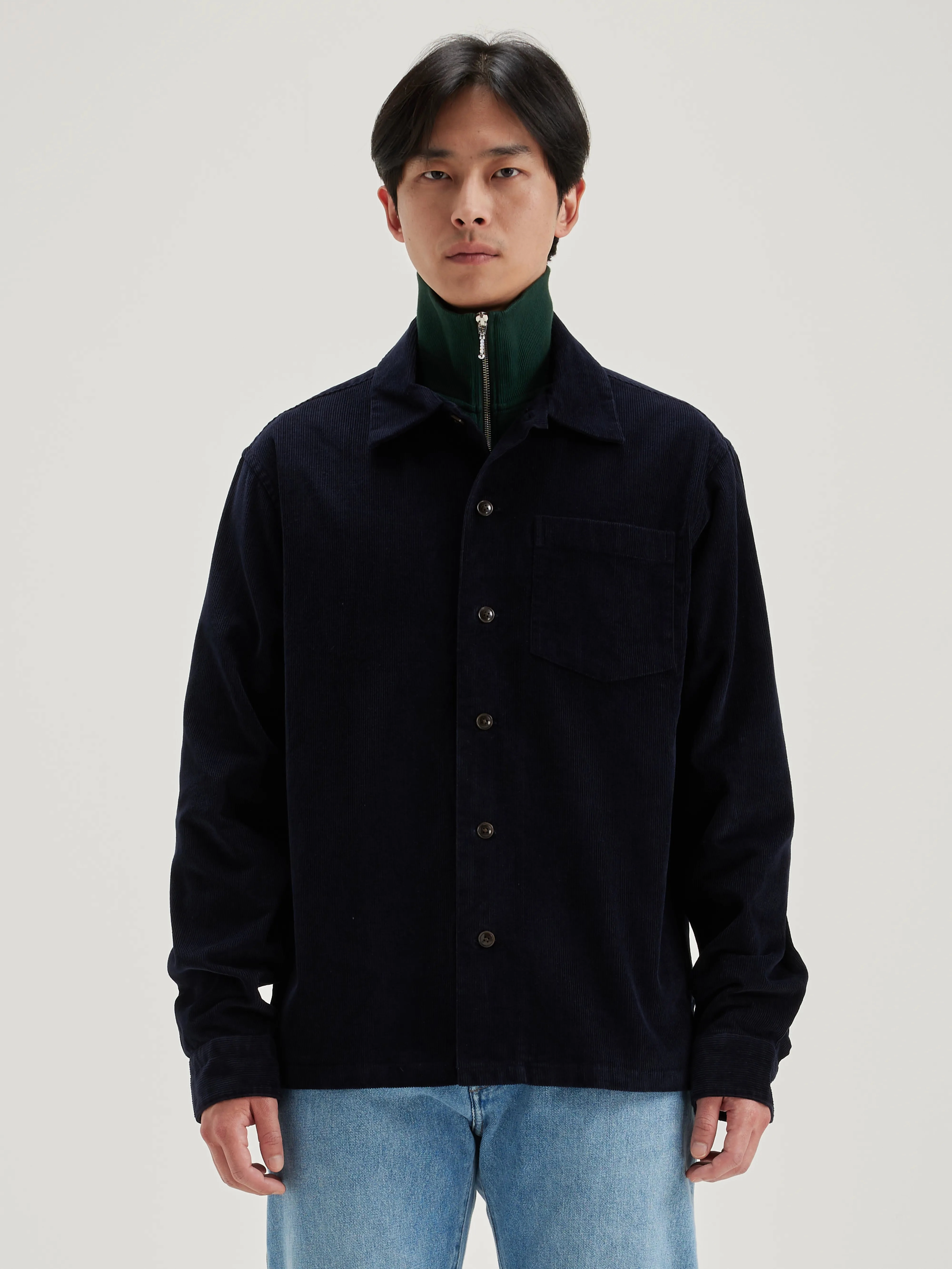 Zipper Closure Mechanism Goney corduroy overshirt (242 / M / NAVY)