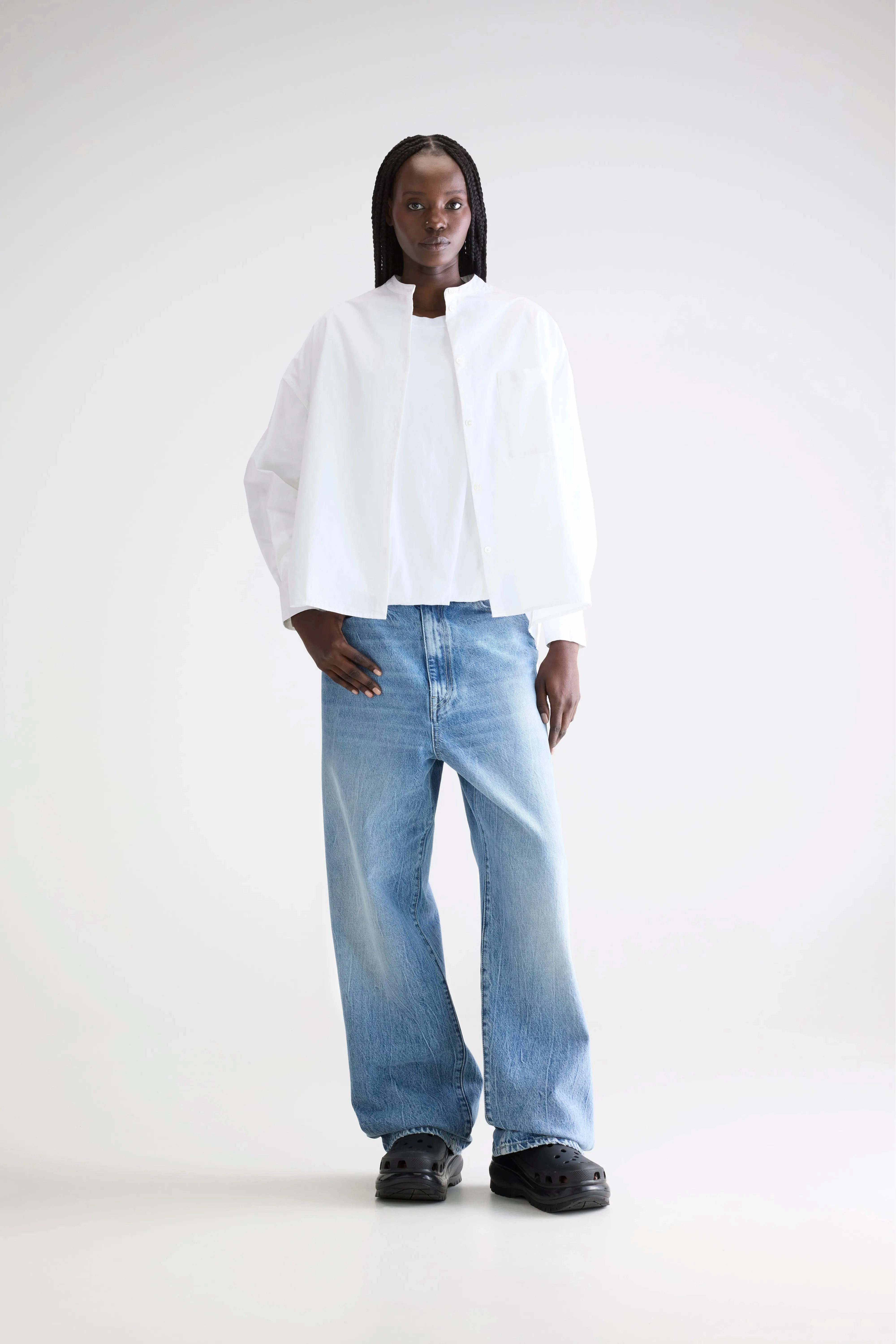 Classic Collar Versatile Outfit Gorky poplin shirt (252 / W / WHITE)