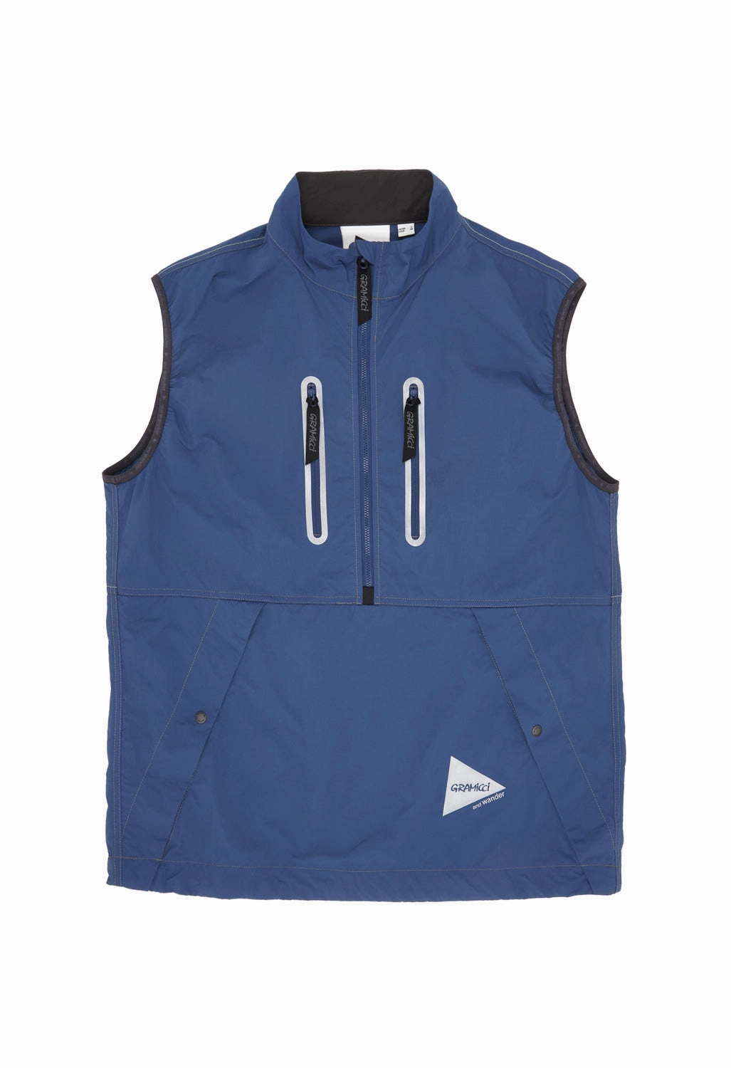Temperature control Microfiber Shell Gramicci x And Wander Men's Brushed Nylon Vest - Blue