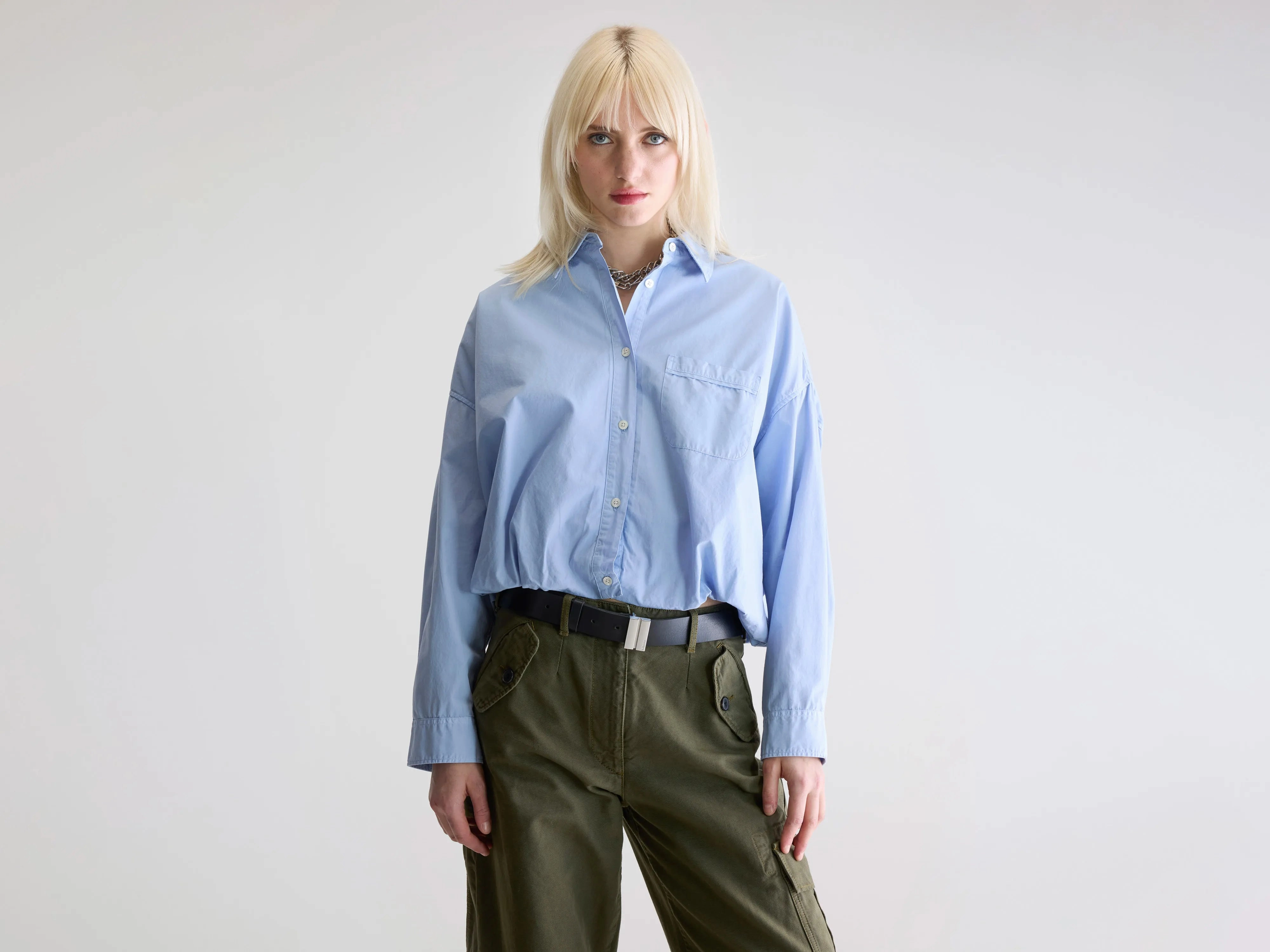 Subtle design Graham cropped shirt (252 / W / SKY)