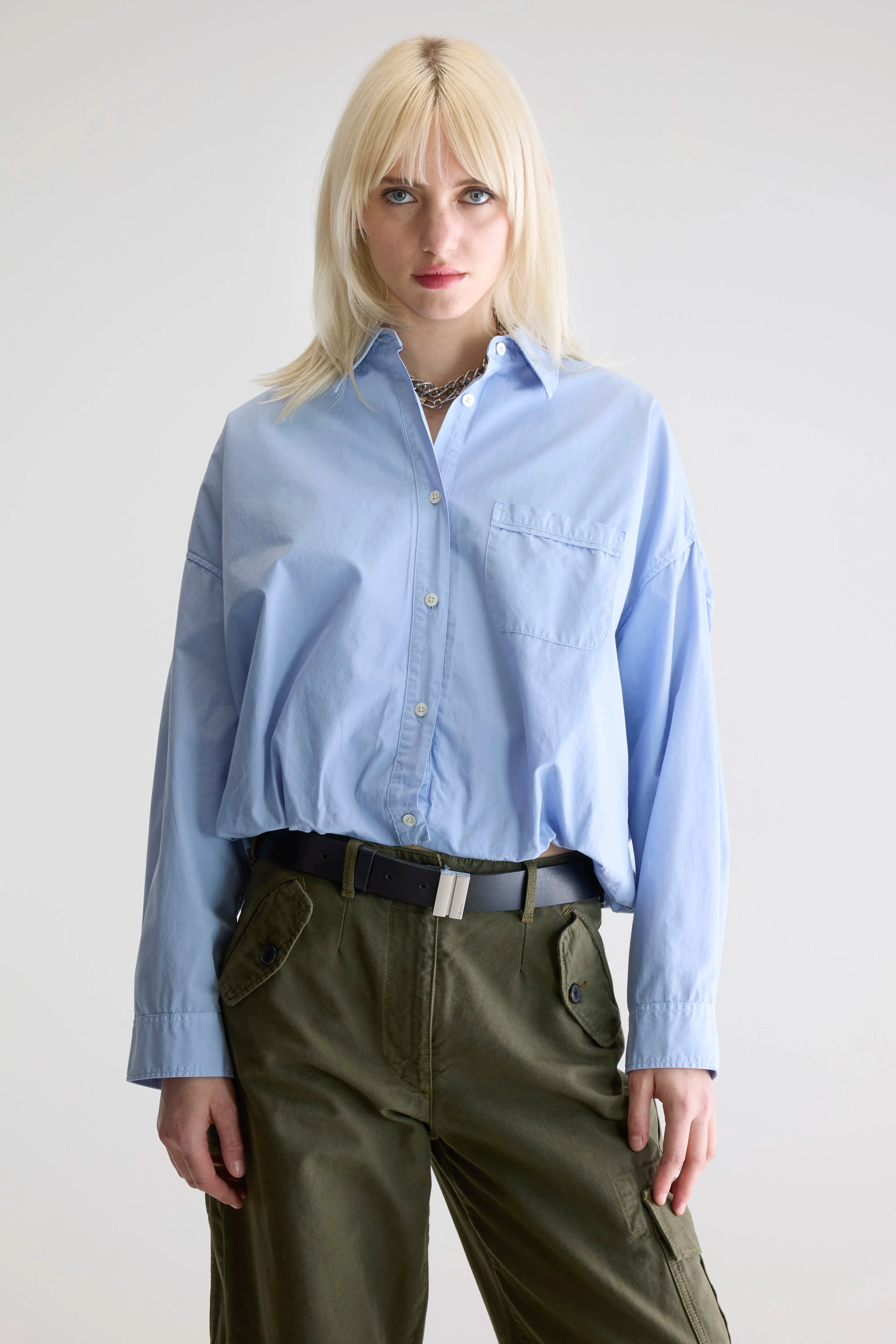Lightweight Layer Graham cropped shirt (252 / W / SKY)