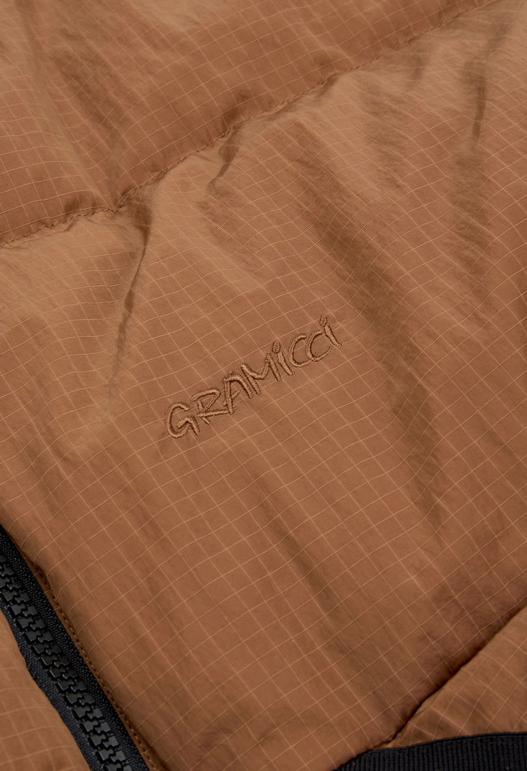 Gramicci Men's Down Puffer Hooded Jacket - Brown Everyday Urban Style Ventilation Vents