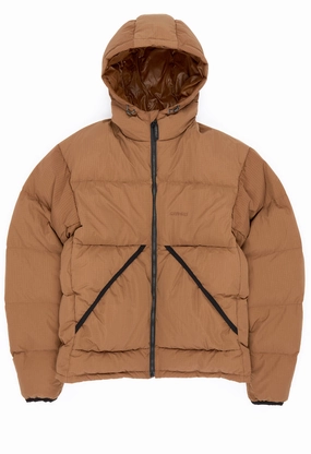 Work Tough Gramicci Men's Down Puffer Hooded Jacket - Brown