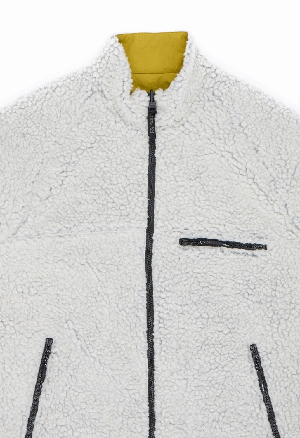 Gramicci Men's Reversible Sherpa Jacket - Natural / Chartreuse Eco Friendly Textile Hypoallergenic Textile