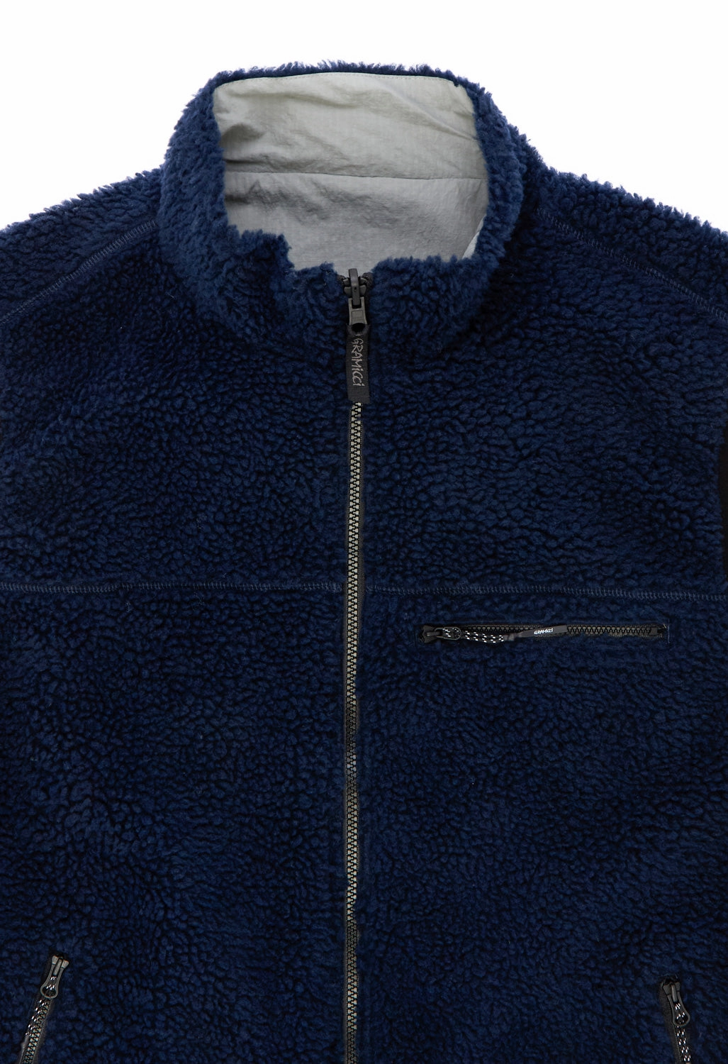 Gramicci Men's Reversible Sherpa Vest - Navy / Grey Convertible Features Cold Season