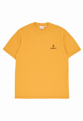 Minimal Comfort Style Recycled Polyester Gramicci One Point Logo T-Shirt - Mustard