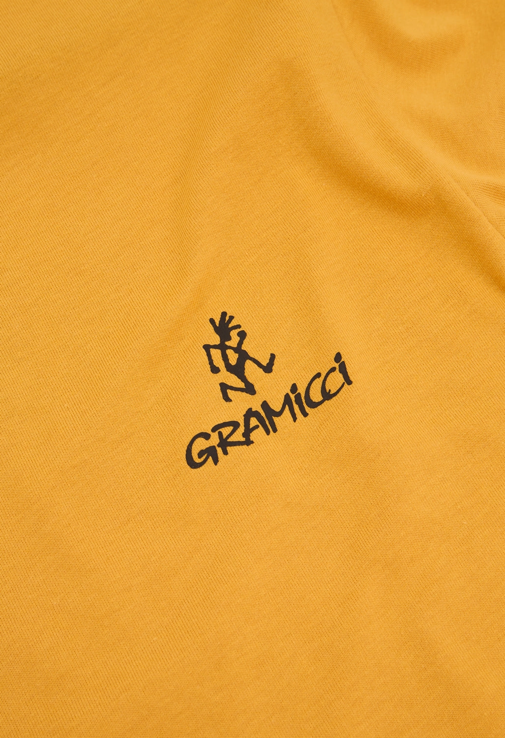 Geometric Print Sporty Comfort Gramicci One Point Logo T-Shirt - Mustard