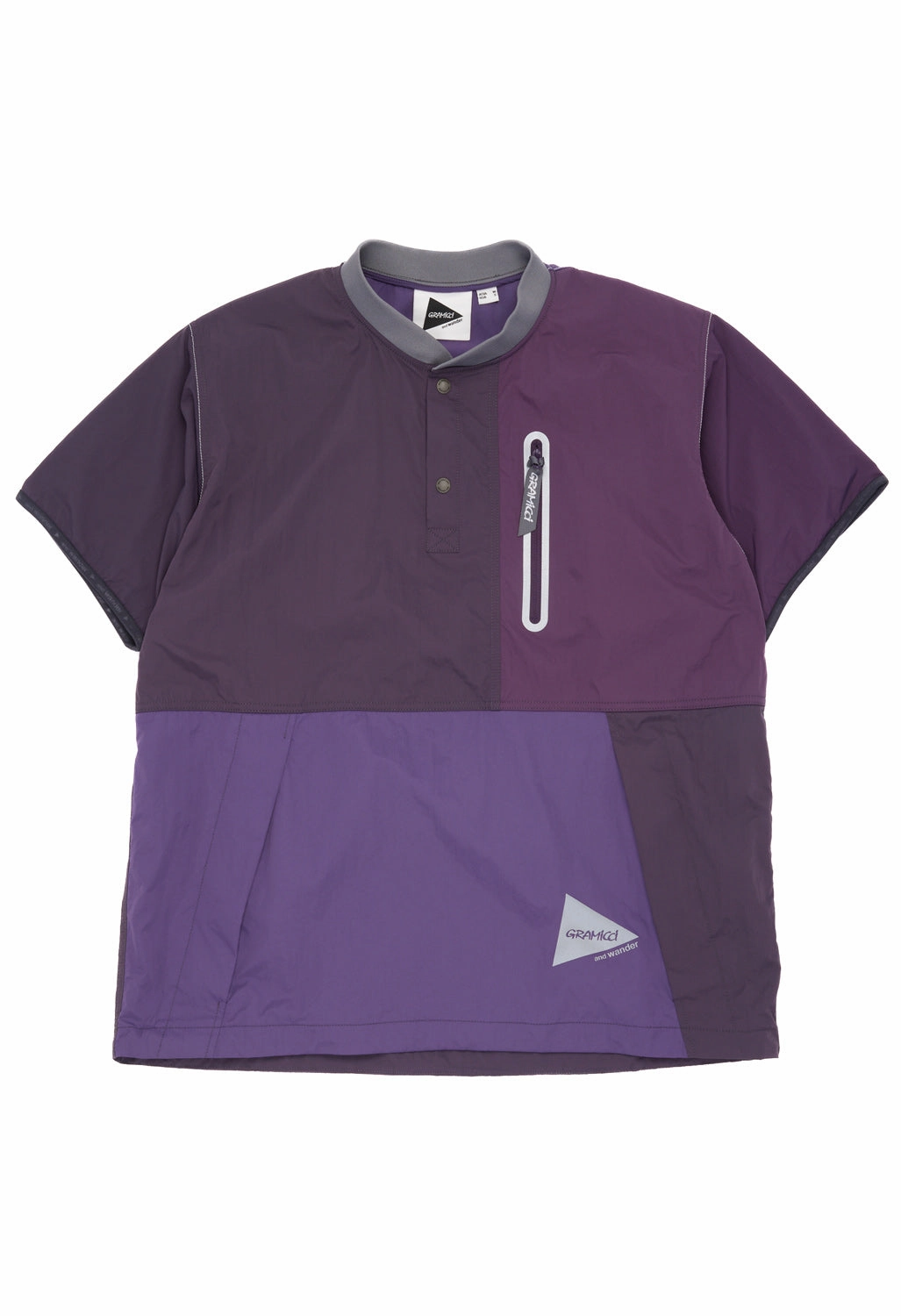 Smooth Flatlock Stitching Gramicci x And Wander Patchwork Wind Tee - Multi Purple