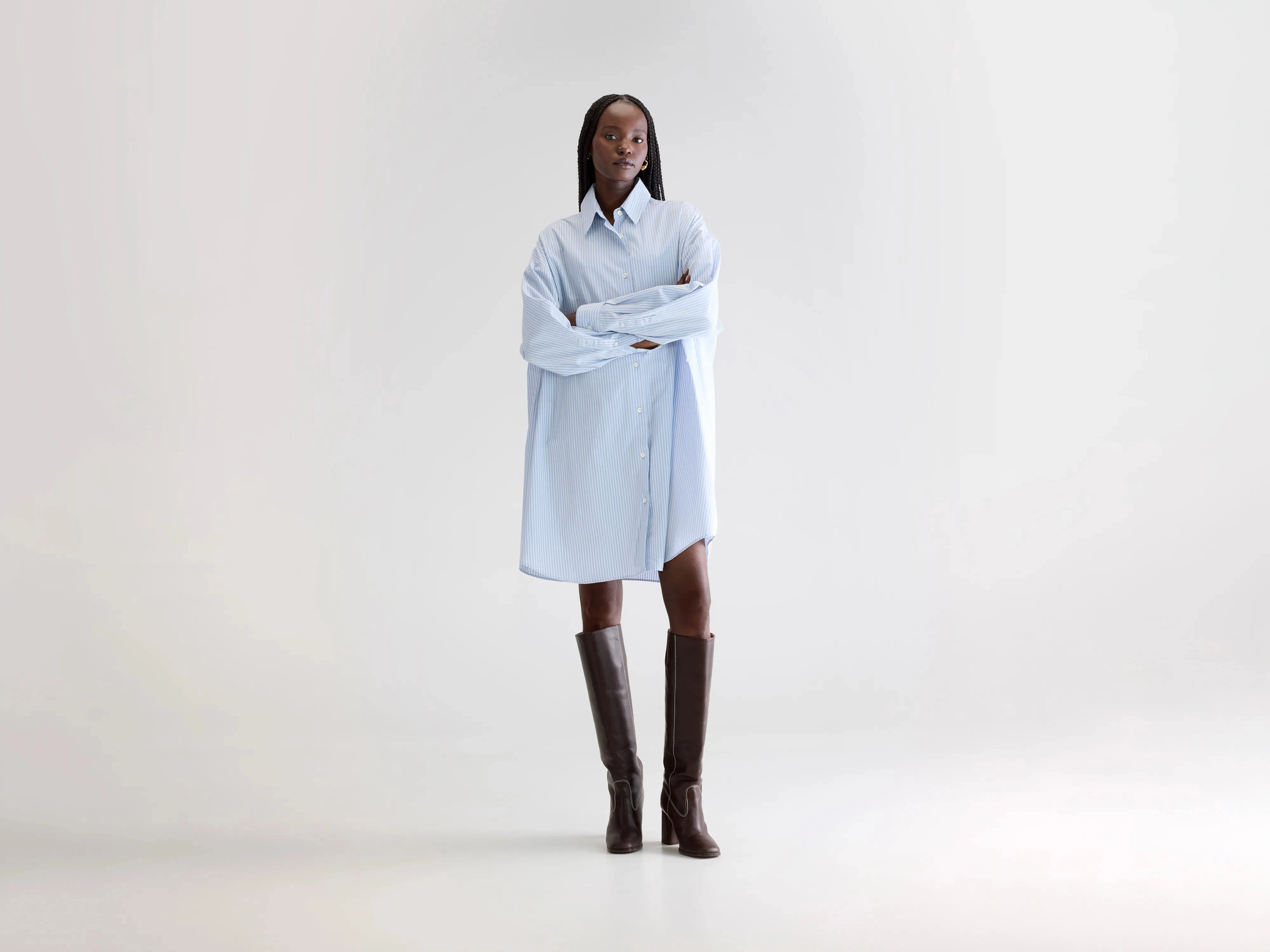 Easy Mood Fluid Fabric Grappa shirt dress (252 / W / STRIPE W)