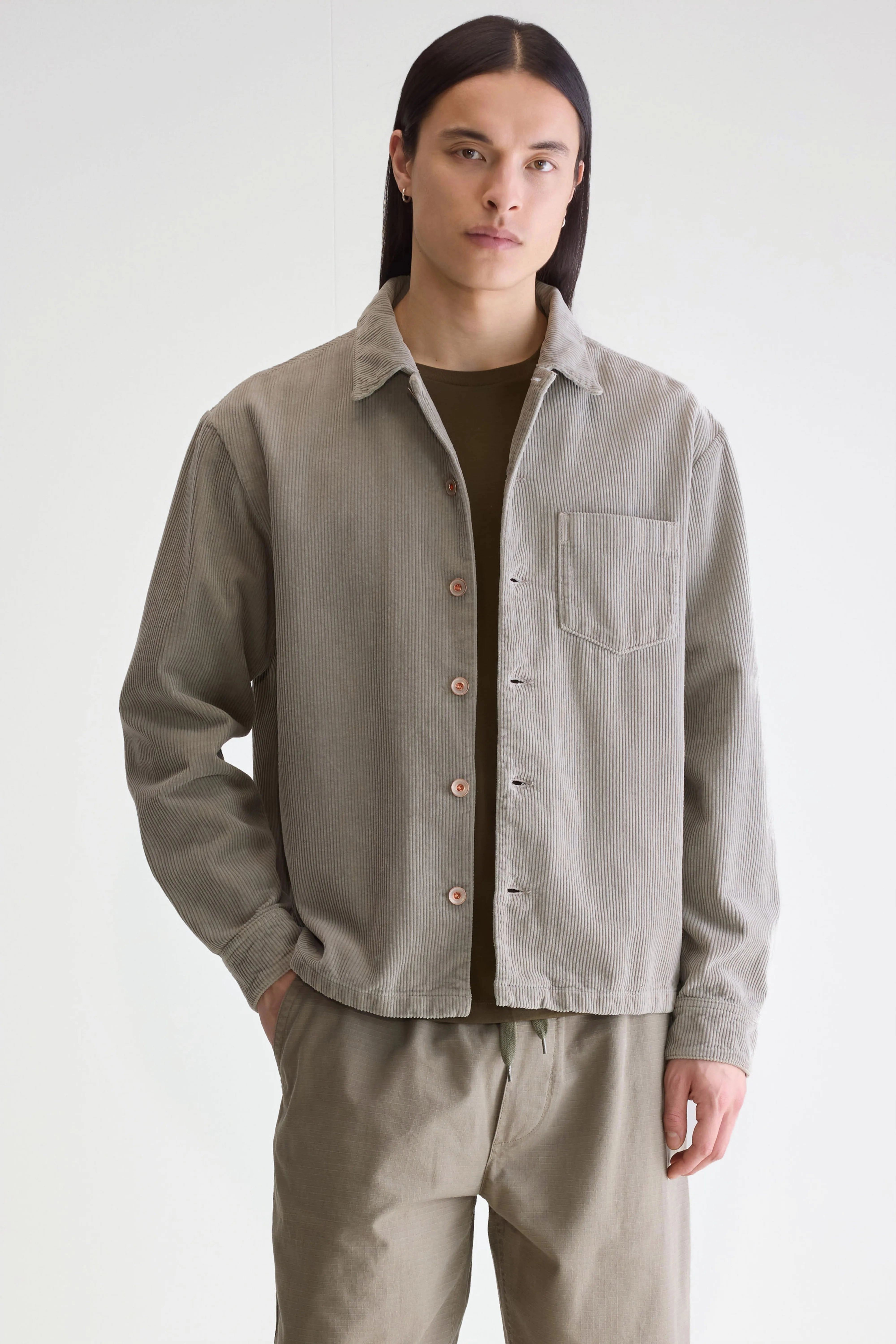 Adjustable hood design Goney corduroy overshirt (252 / M / ROCK)