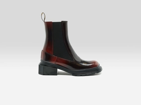 High-Quality Leather Maybole Square Toe Leather Chelsea Boots for Women (252 / W / RED)