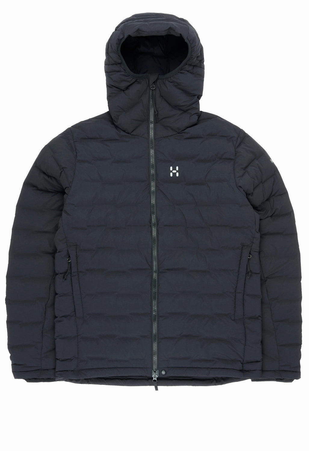 Haglofs Men's Spitz Down Hooded Jacket - True Black Flexible Fit Durable Double Stitching