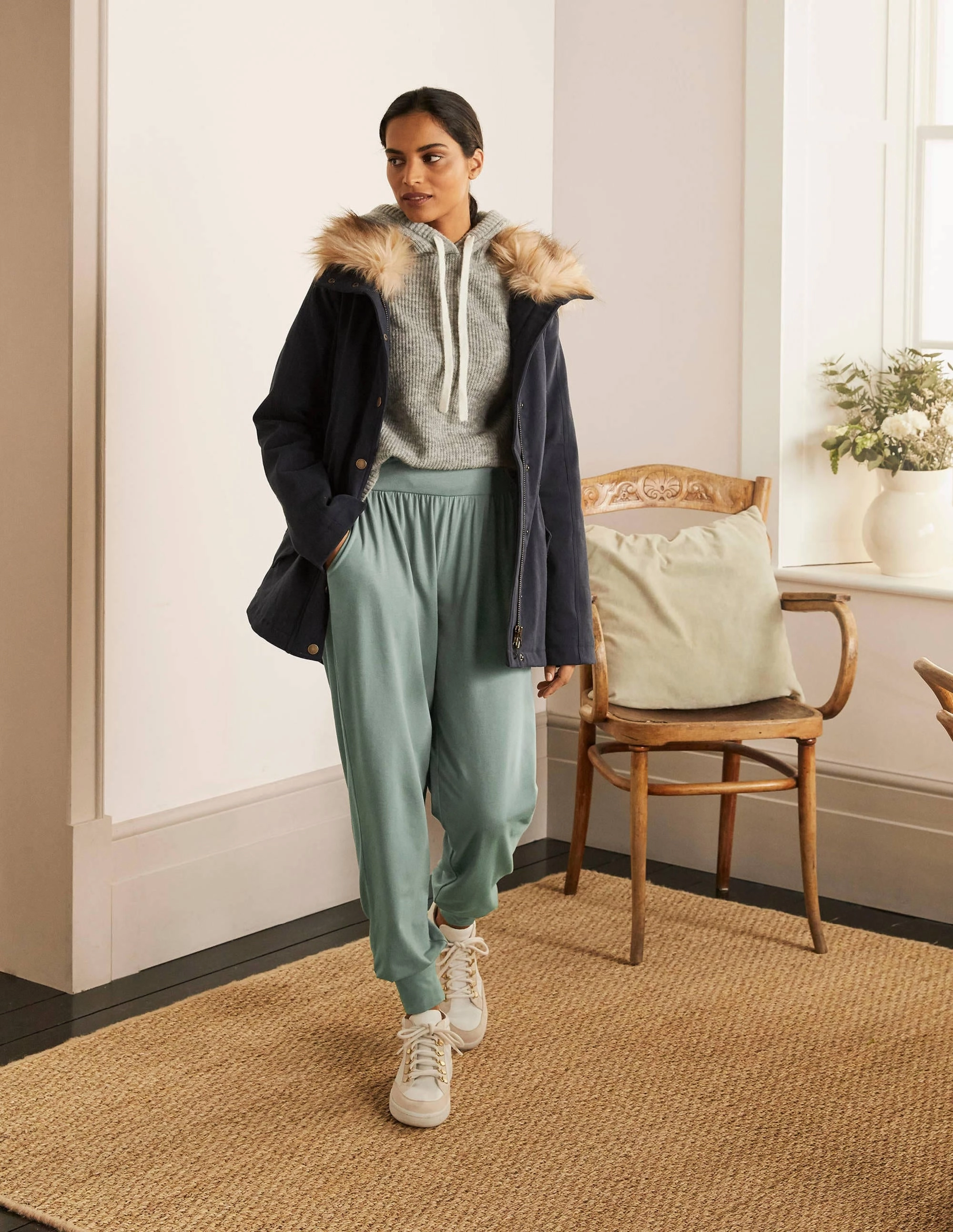 Corduroy texture Hareem Jersey Joggers-Alder