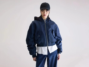 Harty bomber jacket (252 / W / NAVY) Compression Fold Design