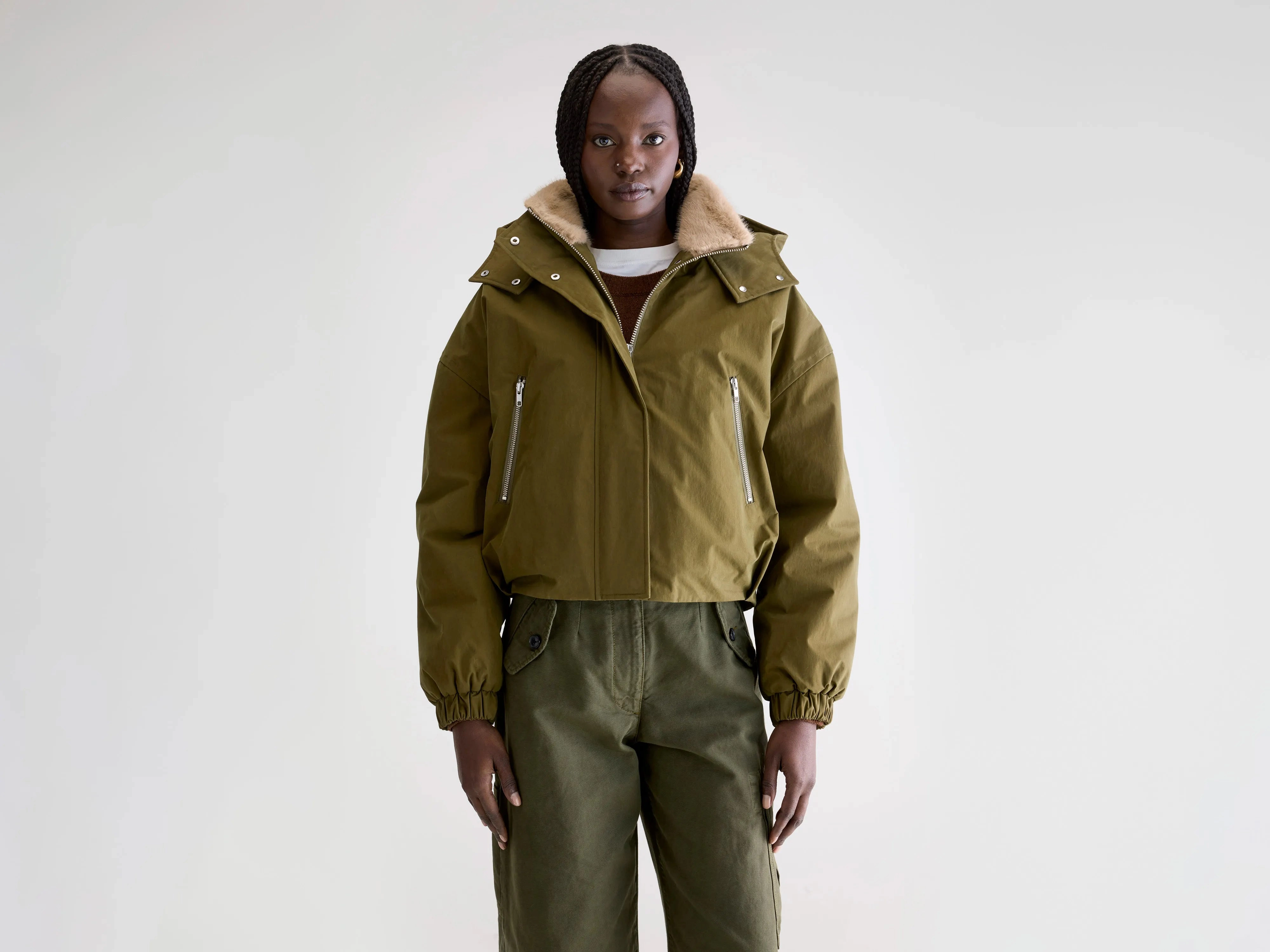 Warm Layers Herna cropped jacket (252 / W / MILITARY)