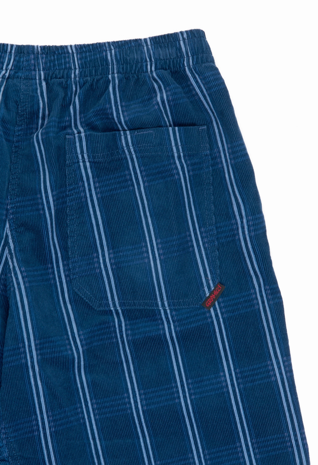 Gramicci Men's Corduroy Swell Shorts - Navy Check SeamlessConstruction Stain Resistant Treatment