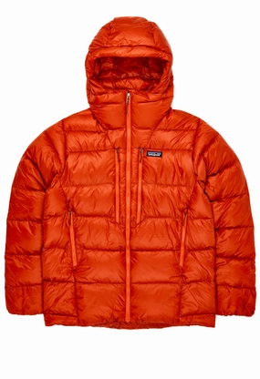 Patagonia Fitz Roy Men's Down Hoodie - Hot Ember Ergonomic Drape