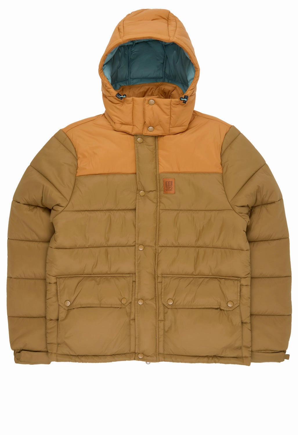 Trendy Feel Topo Designs Men's Retro Ridge Puffer Jacket - Dark Khaki / Spice