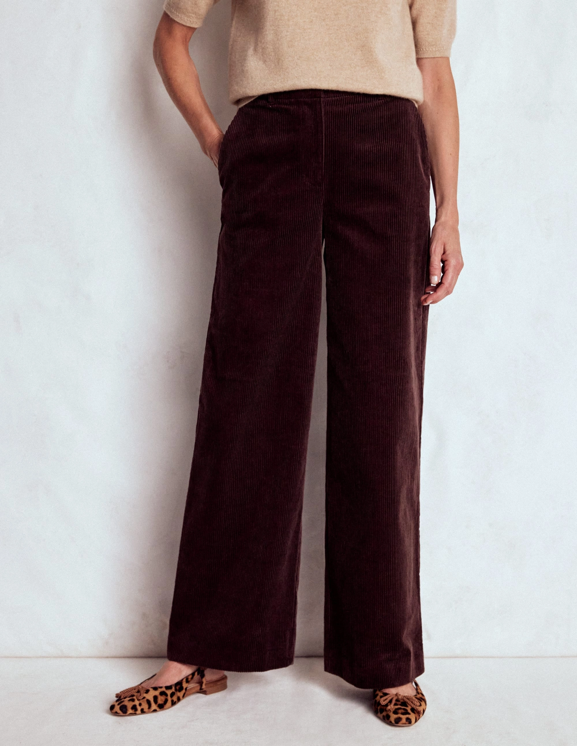 AbrasionResistant Durable Design Belgravia Cord Trousers-Deep Aubergine