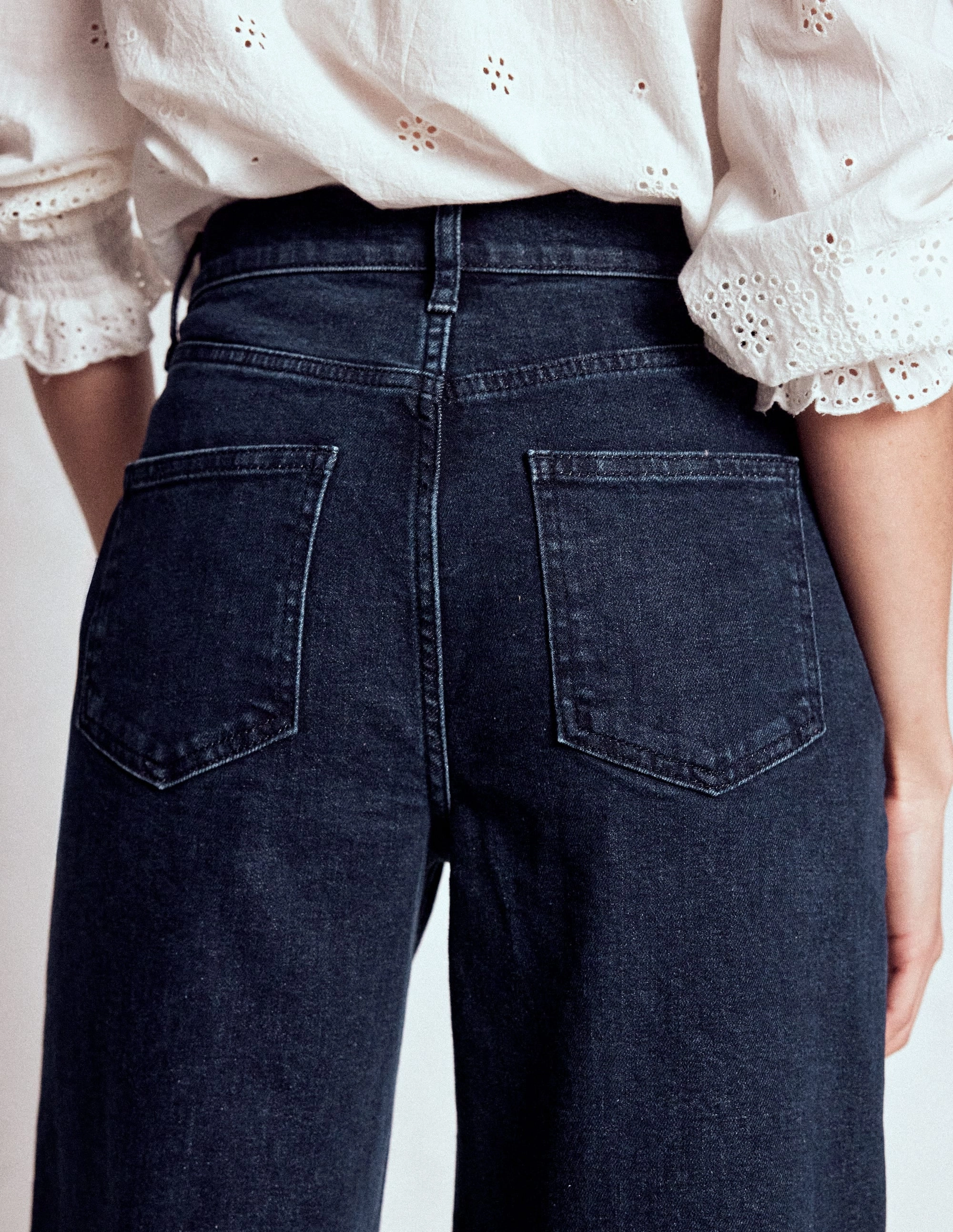 SoftCottonBlend High Rise Clean Wide Jeans-Dark Vintage