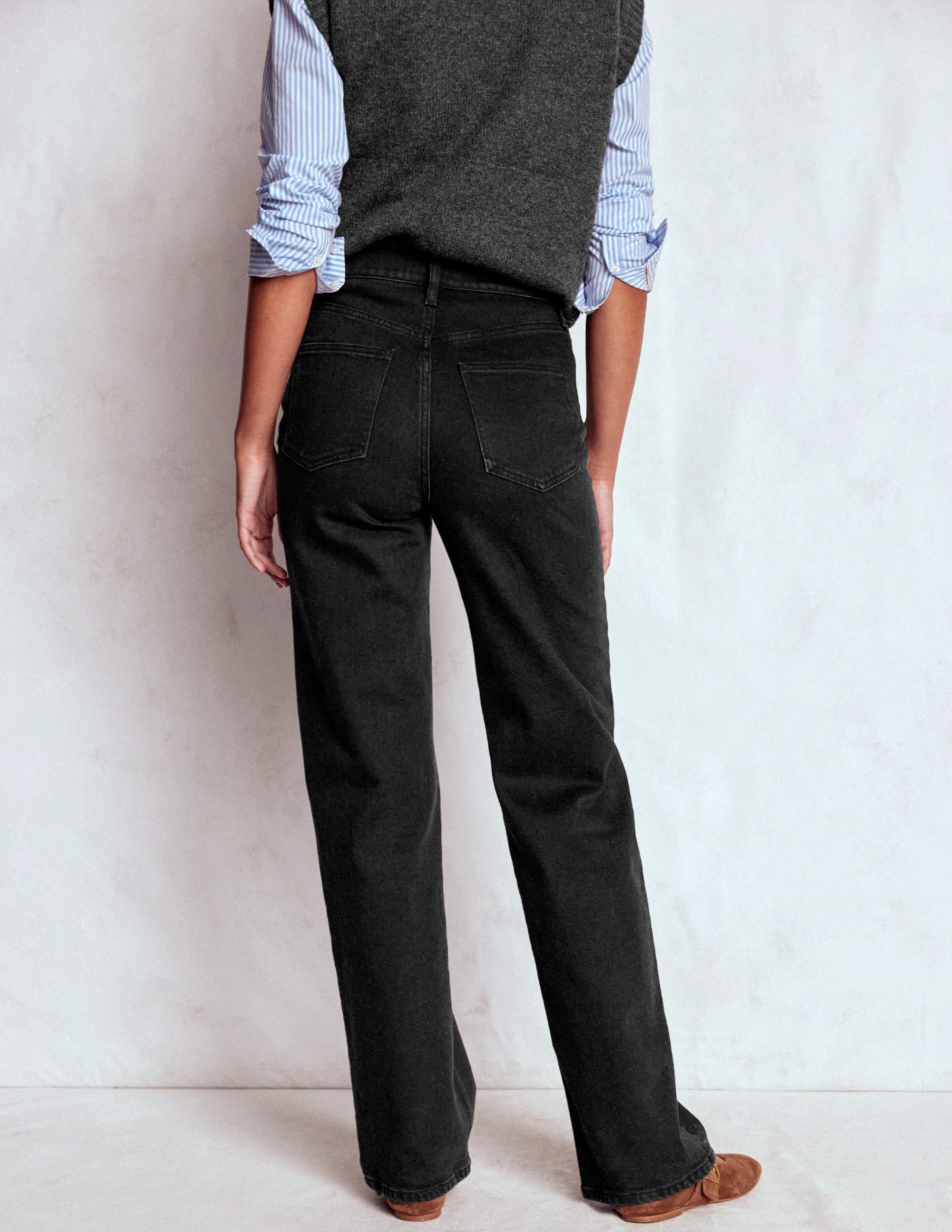 High Rise Column Leg Jeans-Black RegularFit