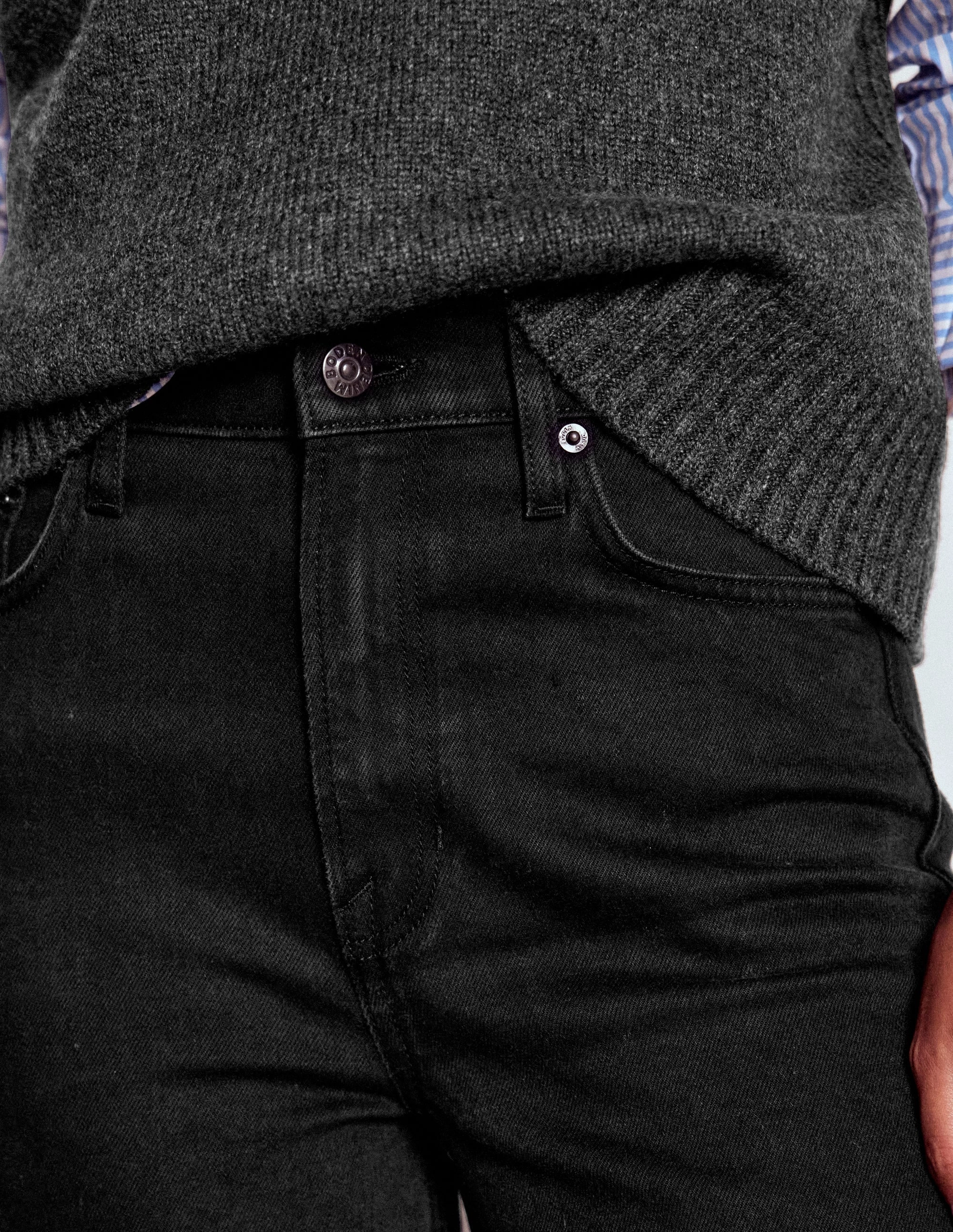 QuickReleaseBuckle High Rise Column Leg Jeans-Black