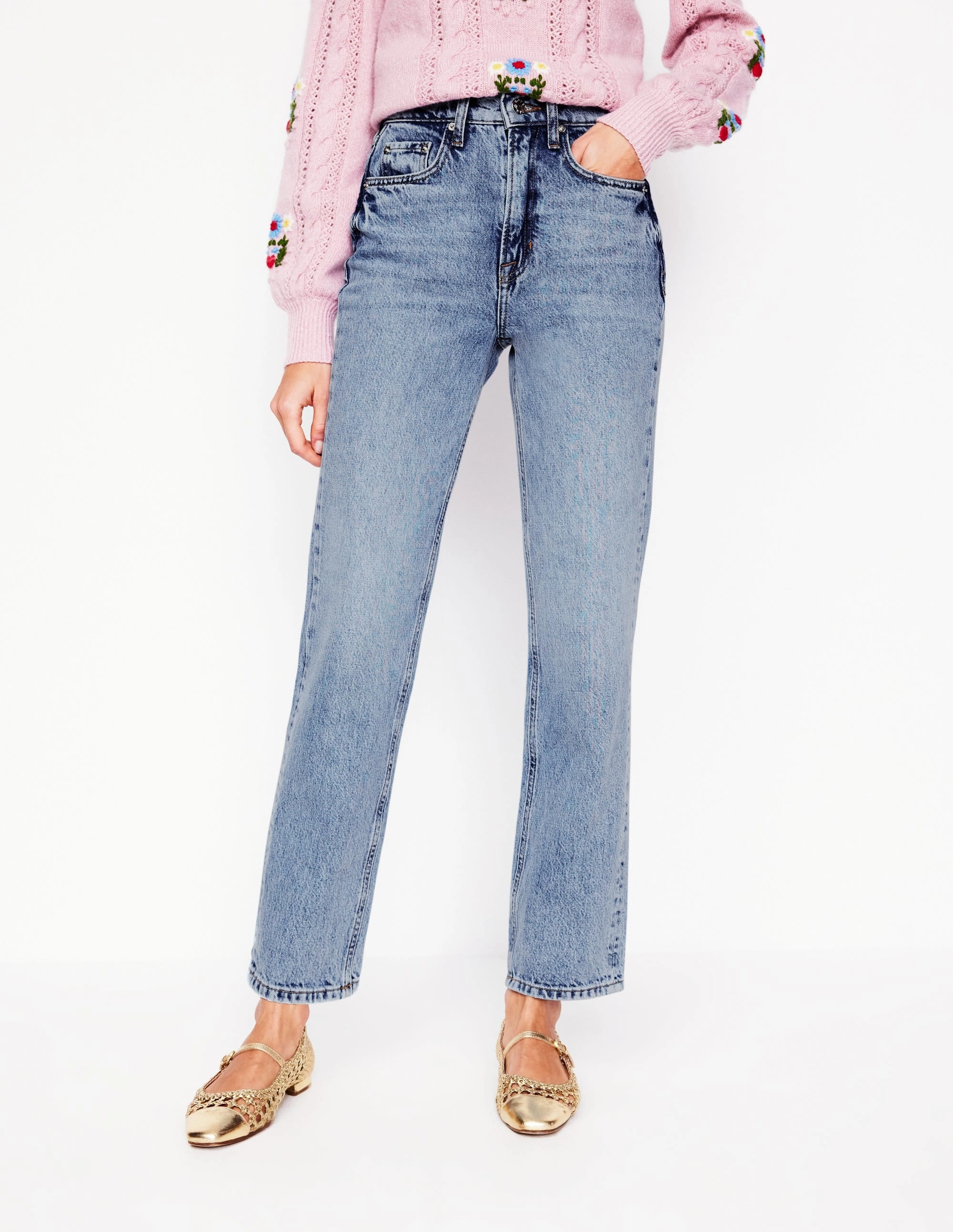 Odor Control Treatment Day To Night High Rise Rigid Straight Jeans-Light Vintage