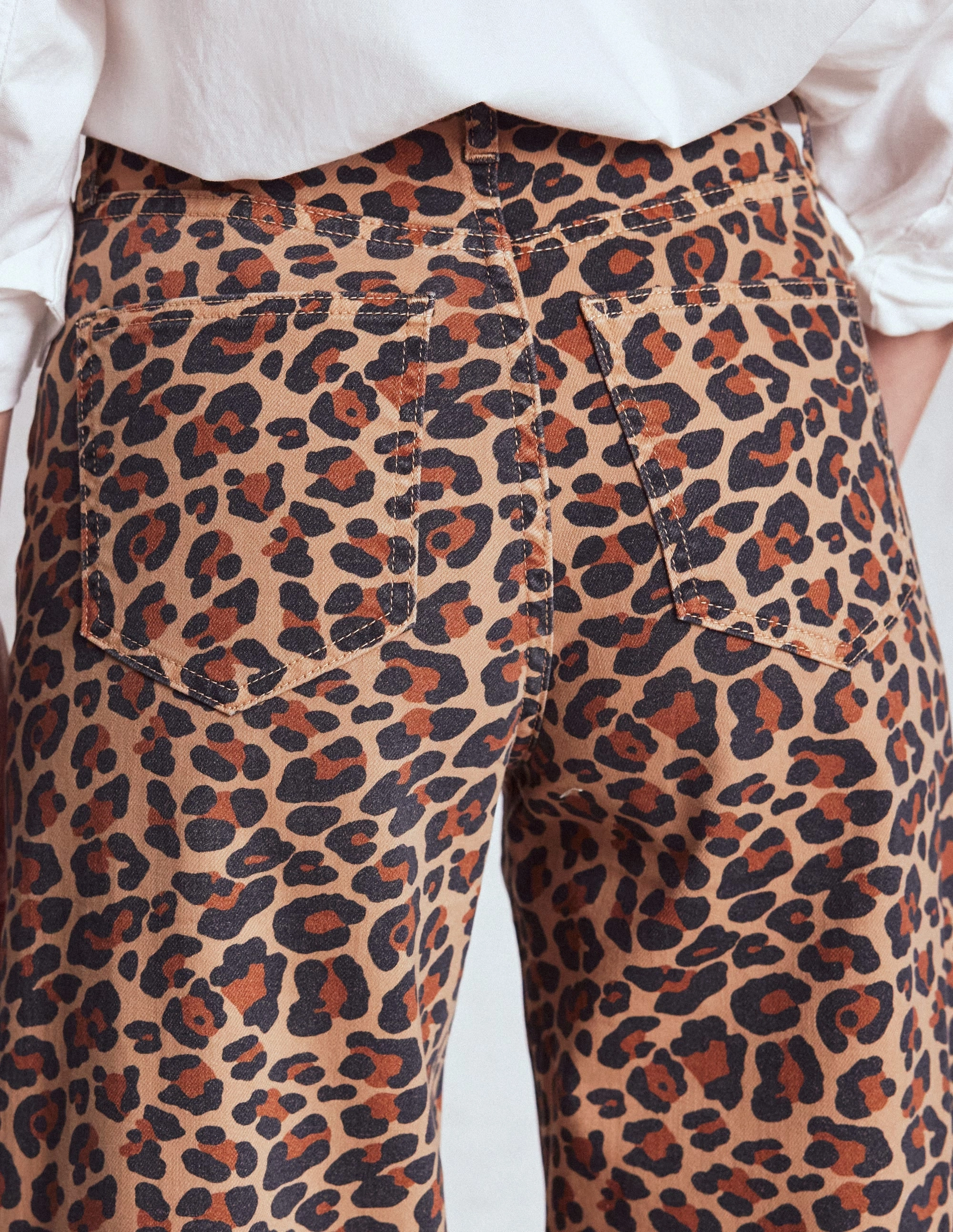 High Rise Wide Leg Jeans-Leopard Print Flex Movement Quality Fabric