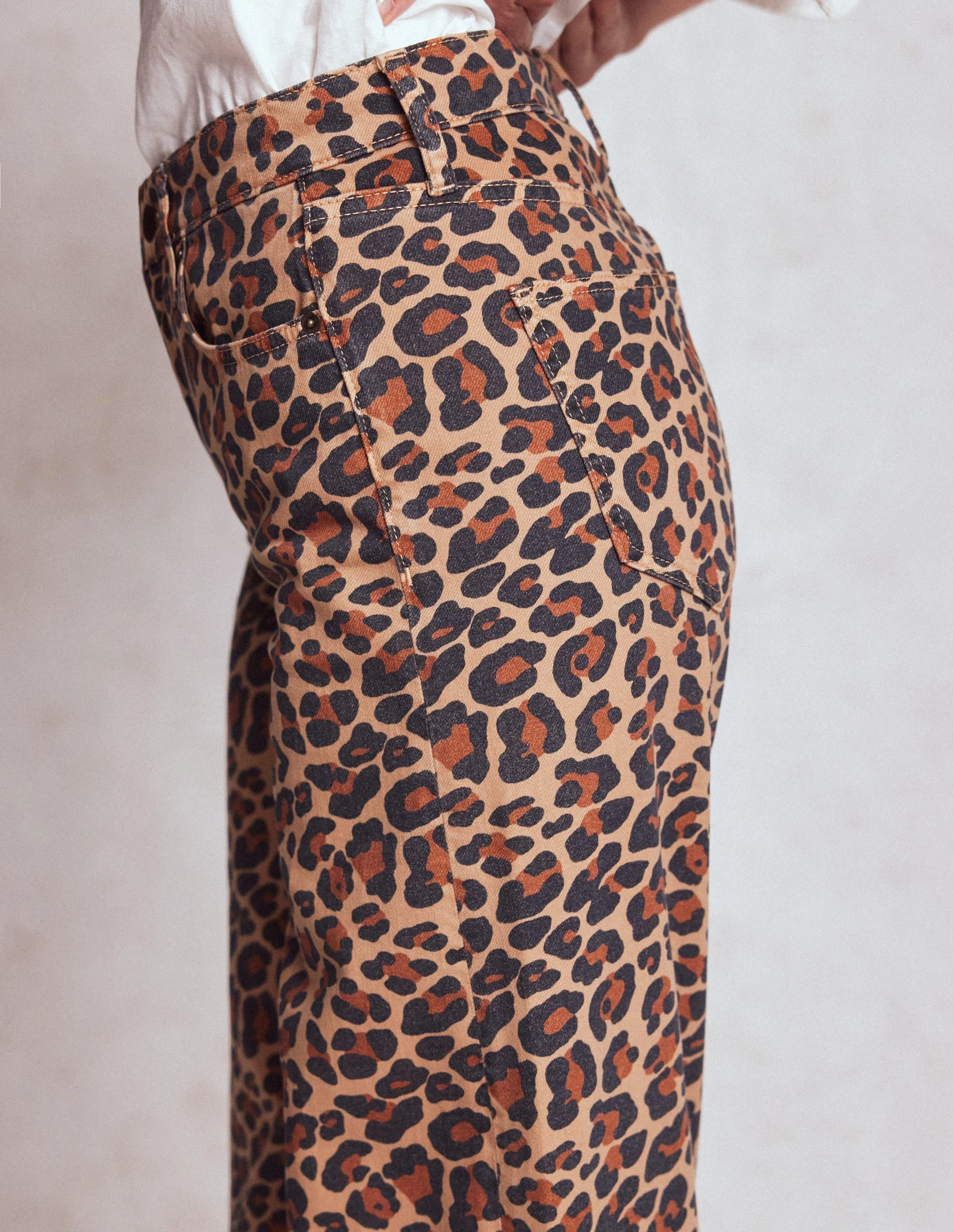Stay Dry All-day Flex High Rise Wide Leg Jeans-Leopard Print