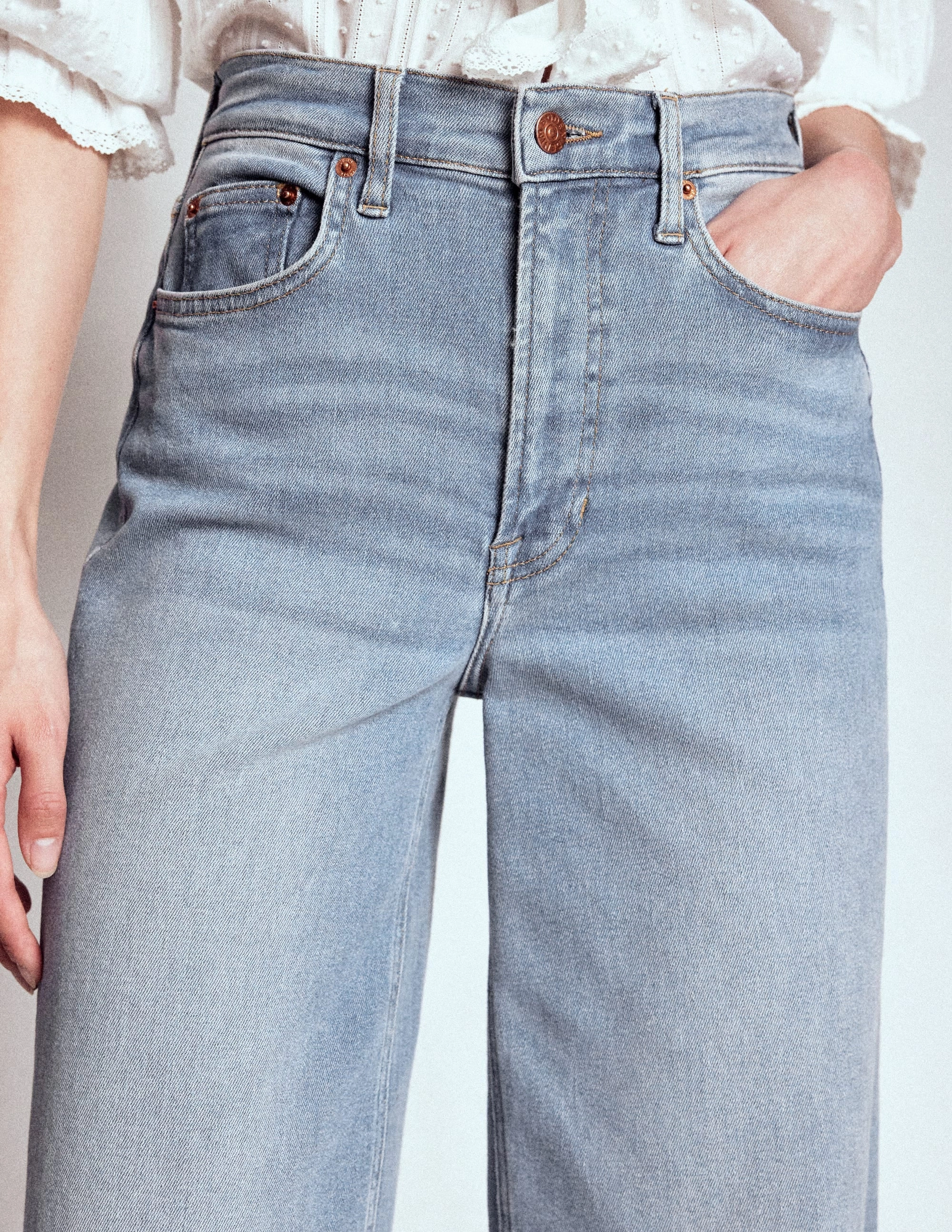 High Rise Wide Leg Jeans-Light Vintage Recycled Polyester