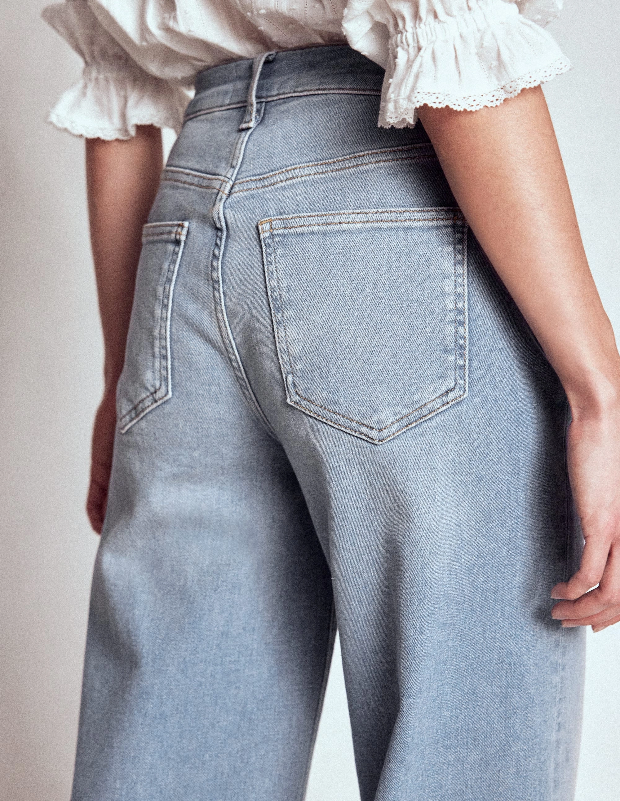 High Rise Wide Leg Jeans-Light Vintage Casual Performance Wear Casual Performance