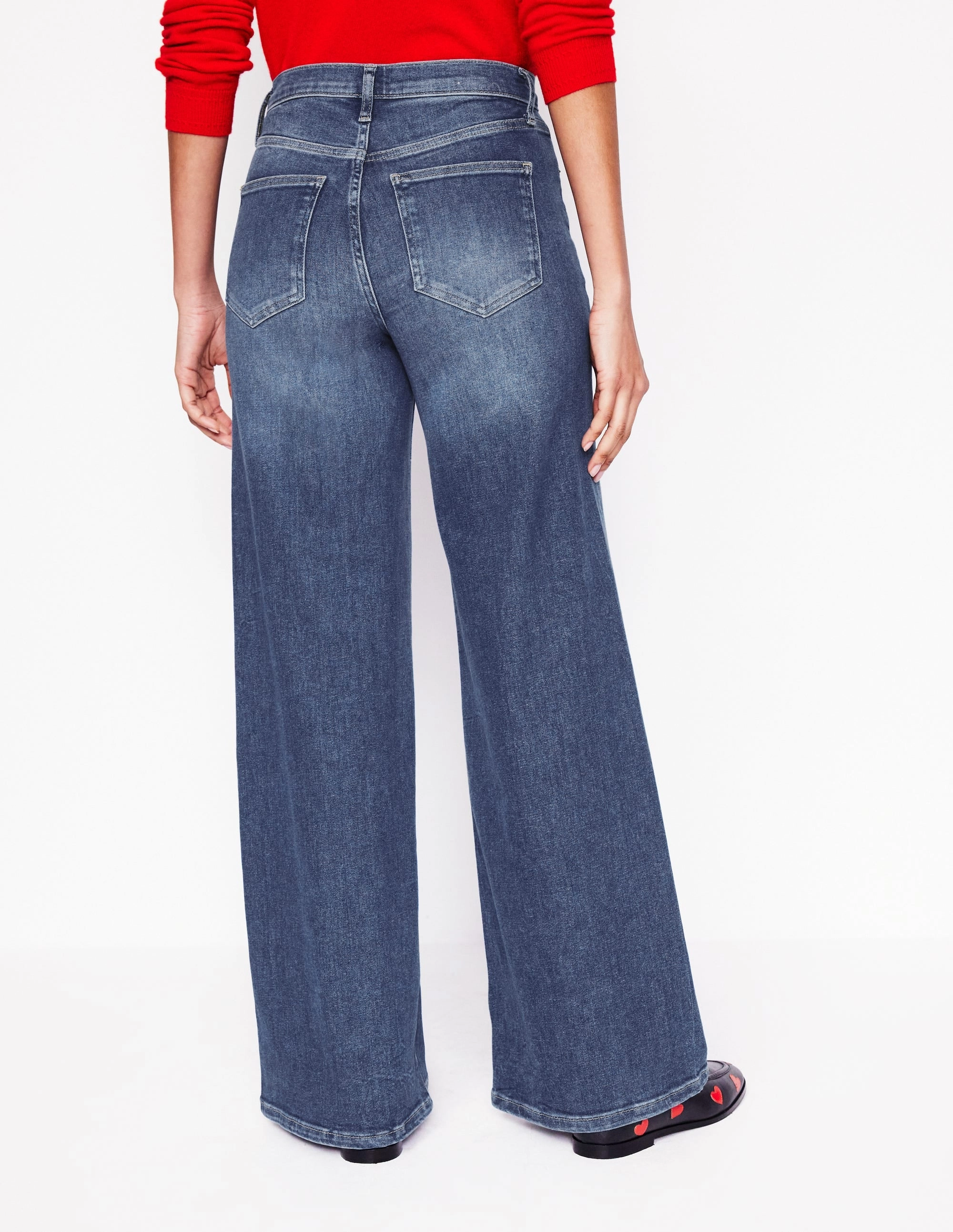 High Rise Wide Leg Jeans-Mid Vintage Smart Wear Professional Wear