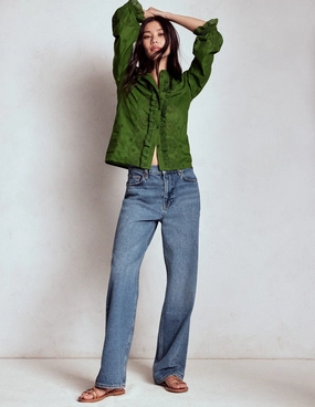 High Rise Column Leg Jeans-Mid Vintage Active Comfort Wear Light support